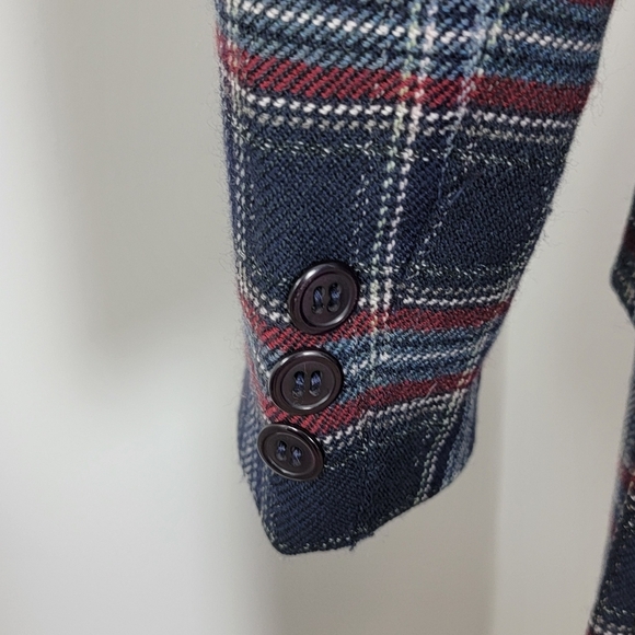 Charter Club Women's 12/14 Vintage 100% Wool Classic Retro Navy Plaid Skirt Suit - Picture 7 of 16